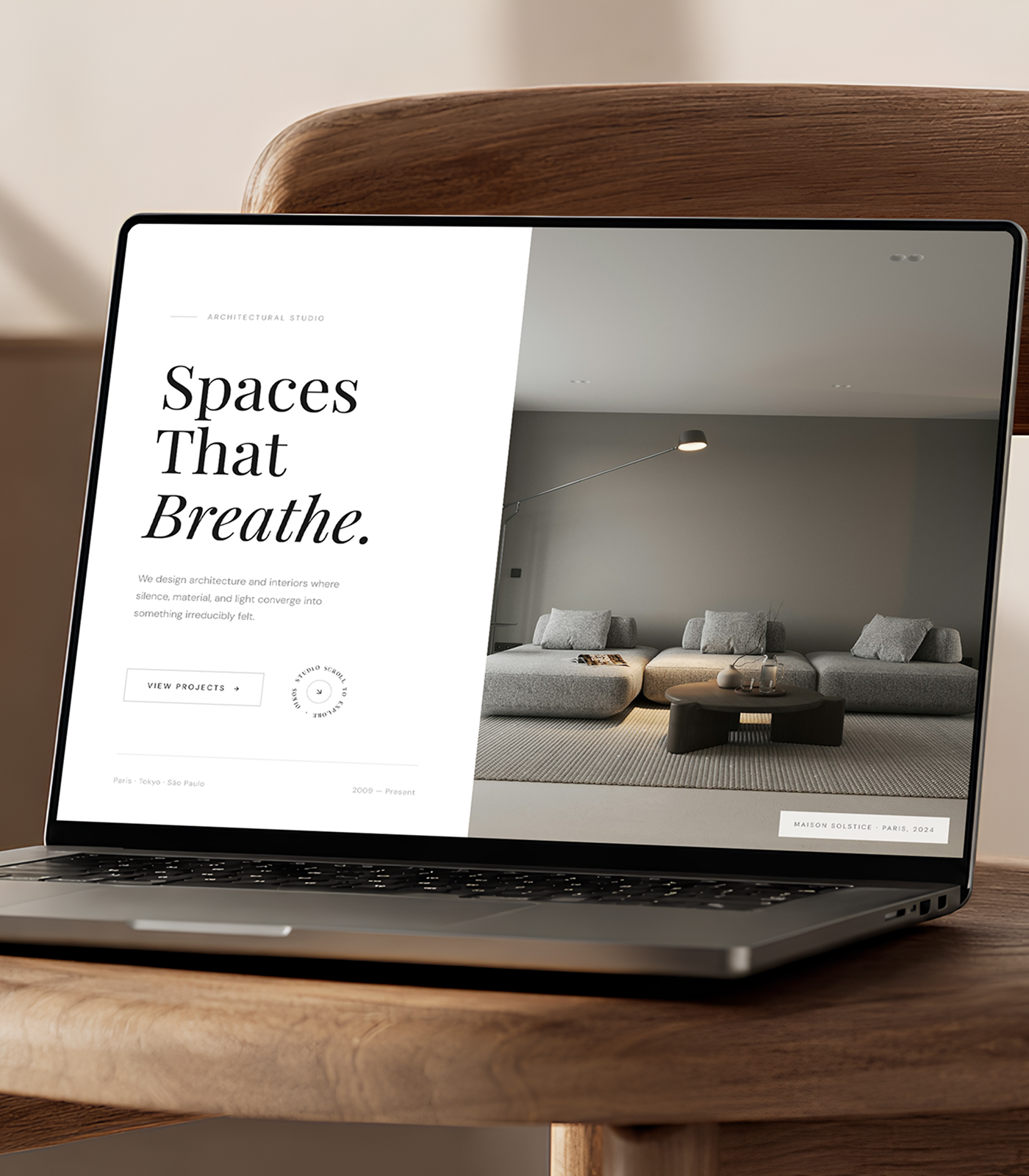 Interior studio website mockup