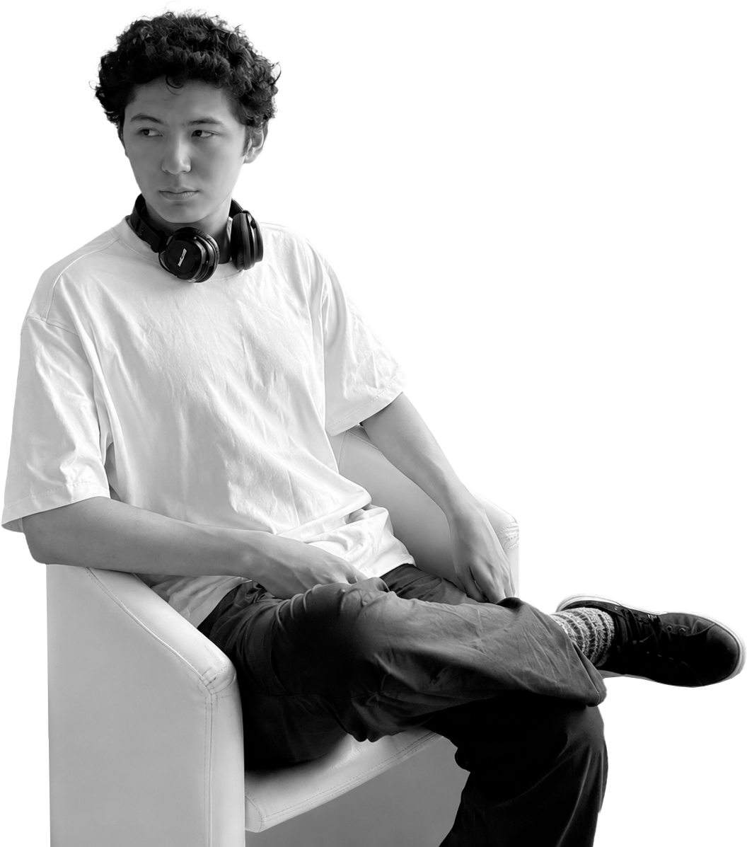 Olzhas Kabi seated portrait